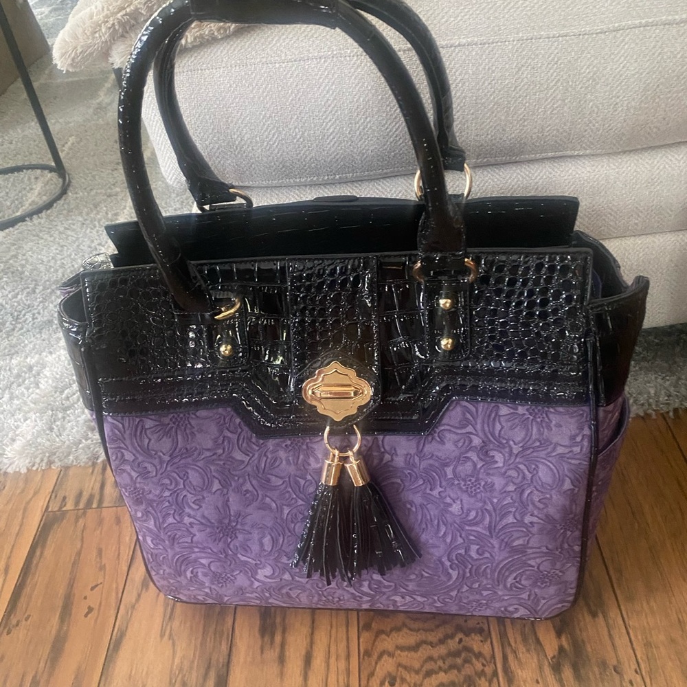 JKM and Co Black/ purple Contessa laptop rolling briefcase, fits 13 -17”laptop